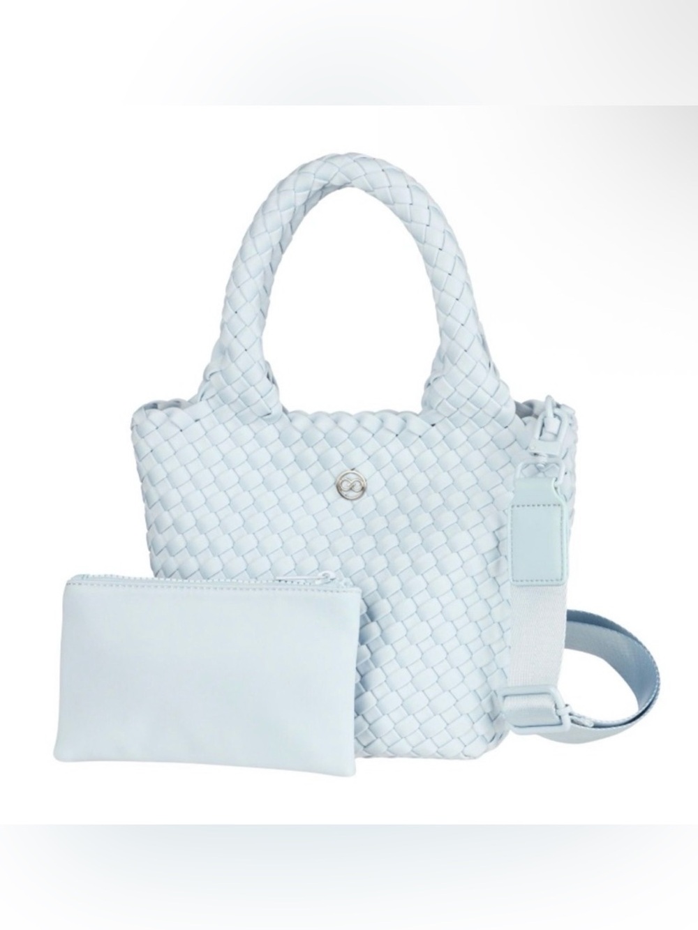 Calia New Light Blue Woven Tote Bag with Zipper pouch